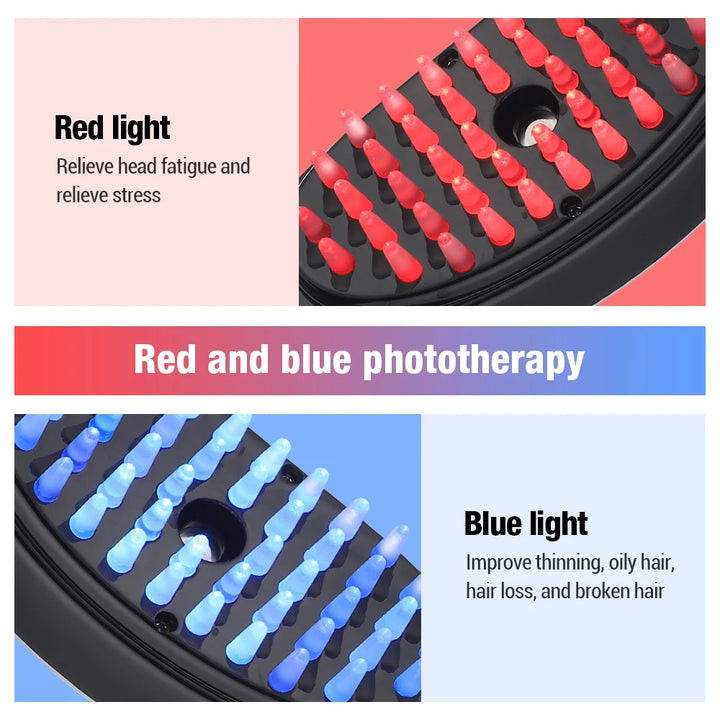 Electric Massage Comb Blue Red Light Therapy Vibration